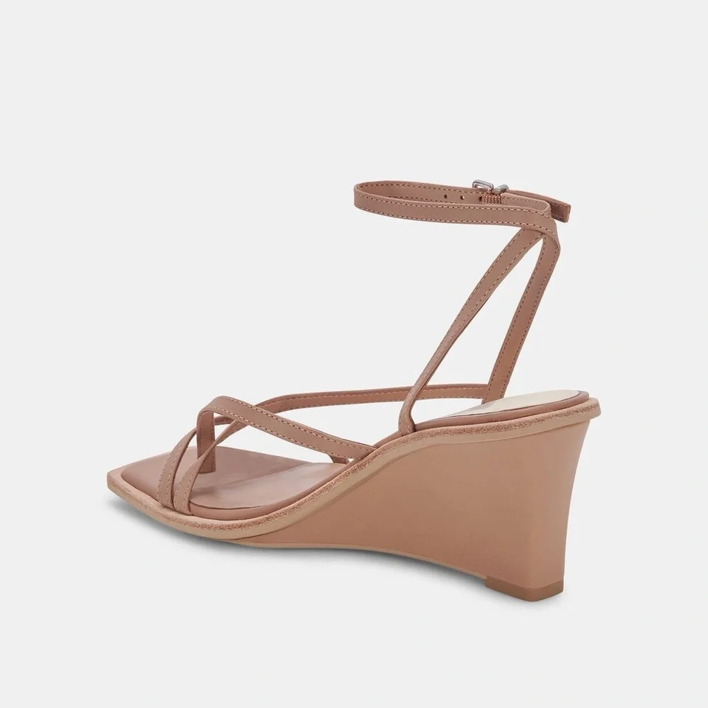 Dolce Vita Gemini Ankle Strap Wedge Sandal In Cafe Leather Size 9 NWOB